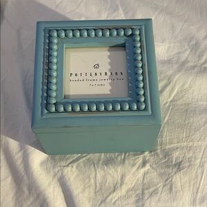 Pottery Barn Aqua Beaded Frame Box
